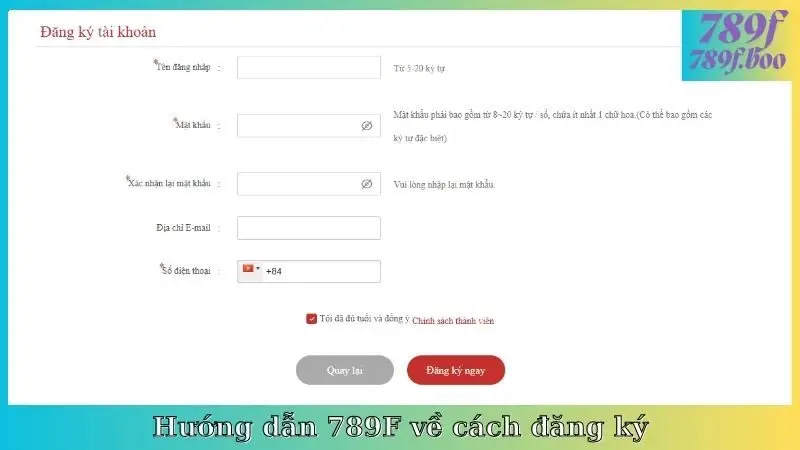 Hướng dẫn 789F về cách đăng ký